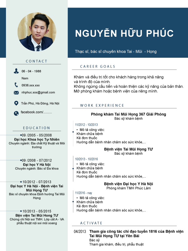 Mẫu cvBác sỹ BS01