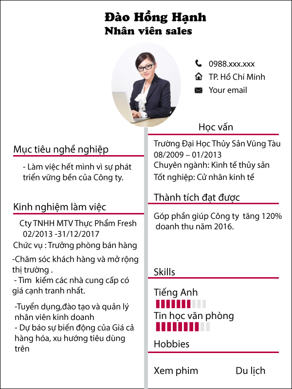 Mẫu cvSales 01