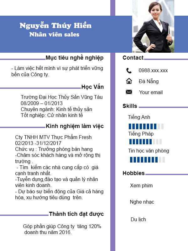 Mẫu cvSales 02