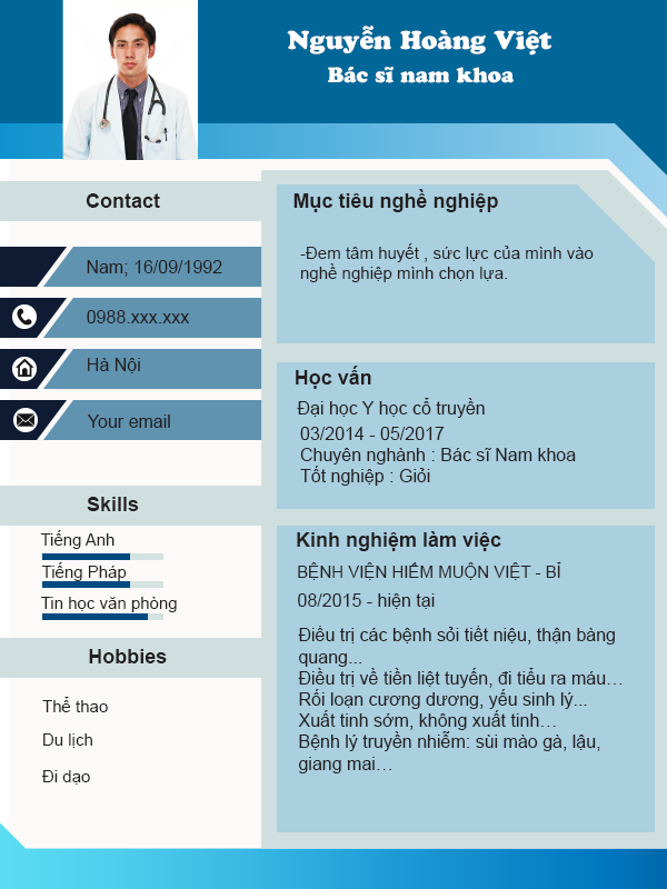 Mẫu cvBác sỹ BS03