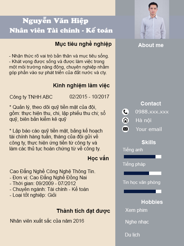 Mẫu cvTài chính - Kế toán TCKT03