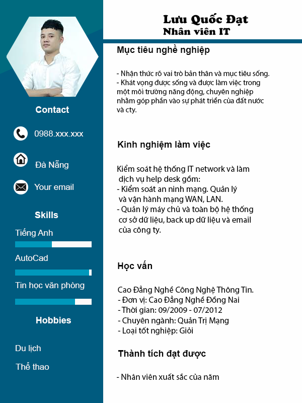 Mẫu cvNhân viên IT 03